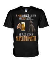 Beer Alone - Neapolitan Mastiff V-Neck T-Shirt tile