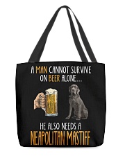 Beer Alone - Neapolitan Mastiff All-Over Tote tile