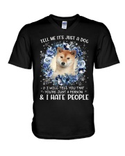 Hate People - Shiba Inu 1 V-Neck T-Shirt tile