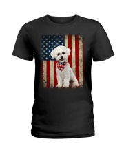 Bichon Frise - American Flag Ladies T-Shirt tile