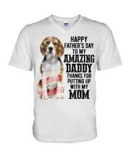Daddy Beagle V-Neck T-Shirt tile