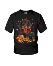 Autumn Leaves Scraf - Dachshund 1 Youth T-Shirt tile