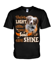 Shine - RED MERLE Australian Shepherd V-Neck T-Shirt tile
