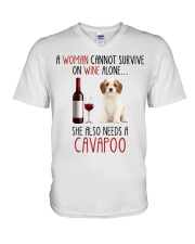 She Also Needs - cavapoo V-Neck T-Shirt tile