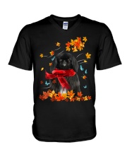 Flying Scarf - BLACK Pekingese V-Neck T-Shirt tile