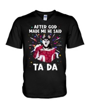God Said - Husky 1 V-Neck T-Shirt tile
