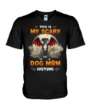 Scary Costume - BLACK Great Dane V-Neck T-Shirt tile
