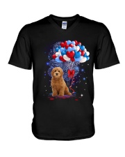 Balloons love 4th - Goldendoodle V-Neck T-Shirt tile