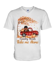 Country Fall - BLACK Pekingese V-Neck T-Shirt tile