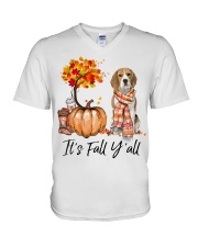 It is Fall - Beagle V-Neck T-Shirt tile