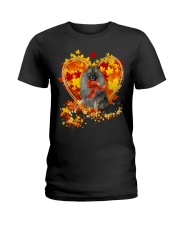 Autumn Leaf - GREY Keeshond Ladies T-Shirt tile