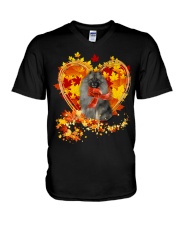 Autumn Leaf - GREY Keeshond V-Neck T-Shirt tile