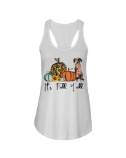 Fall Pumpkin Catahoula Leopard Ladies Flowy Tank tile