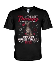 Best Therapy - American Hairless Terrier V-Neck T-Shirt tile