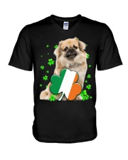 Patrick Leaves - Tibetan Spaniel V-Neck T-Shirt tile