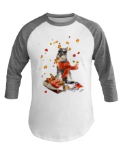 Autumn Leaves TRICOLOR Miniature Schnauzer Baseball Tee tile