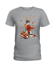 Autumn Leaves TRICOLOR Miniature Schnauzer Ladies T-Shirt tile