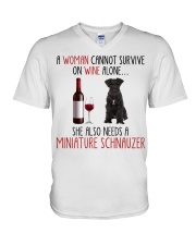 She Also Needs - Miniature Schnauzer 1 V-Neck T-Shirt tile