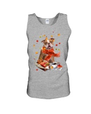 Autumn Leaves Old English Bulldog Unisex Tank tile
