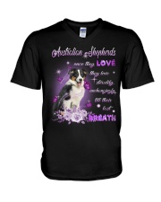 Last Breath - Australian Shepherd 2 V-Neck T-Shirt tile