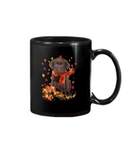 Autumn Leaves Scraf - CHOCOLATE labs Mug tile