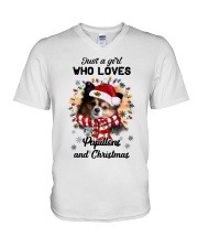 Christmas Girl - Papillon 2 V-Neck T-Shirt tile