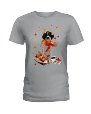 Autumn Leaves English Springer Spaniel 2 Ladies T-Shirt tile