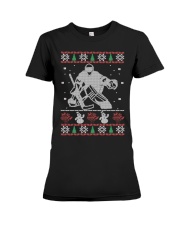 Hockey Goalie Ugly Christmas Sweater Premium Fit Ladies Tee thumbnail