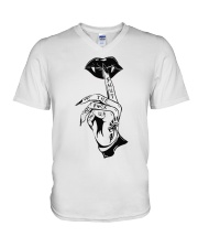 Dracula vampire Shut the fuck up V-Neck T-Shirt tile