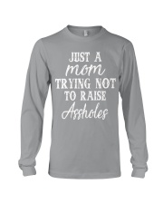 Just a mom trying not to raise assholes Long Sleeve Tee tile