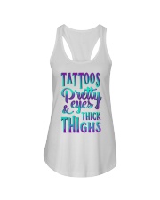 Tattoos Pretty Eyes And Thick Thighs Ladies Flowy Tank tile