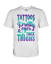 Tattoos Pretty Eyes And Thick Thighs V-Neck T-Shirt tile