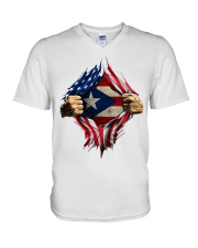 Puerto Ricans blood inside me V-Neck T-Shirt tile