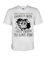 Tough enough to be an asshole's wife crazy enough V-Neck T-Shirt tile