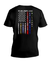 No one fights alone corrections dispatch ems nurse V-Neck T-Shirt tile