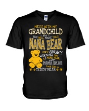 Mess with my grandchild and you make Nana bear V-Neck T-Shirt thumbnail