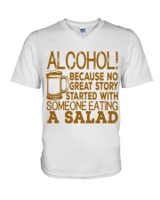 Alcohol Because No Great Story Ever Started With V-Neck T-Shirt tile