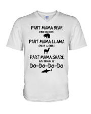 Part mama bear part mama llama part mama shark V-Neck T-Shirt tile