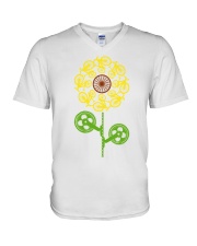 Bicycle sunflower V-Neck T-Shirt tile