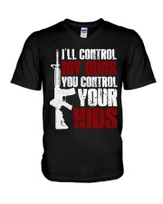 I 'll control my guns you control your kids V-Neck T-Shirt tile