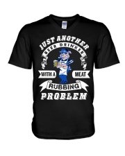 Just another beer drinker with a meat rubbing V-Neck T-Shirt tile