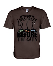 Let's face it I was crazy before the cats V-Neck T-Shirt tile
