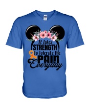 MS - it takes strength V-Neck T-Shirt tile