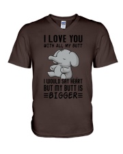 I love you with all my butt V-Neck T-Shirt tile