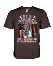 My pitbull is family - Love dad V-Neck T-Shirt tile