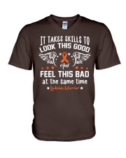 Leukemia warrior - it takes skills V-Neck T-Shirt tile