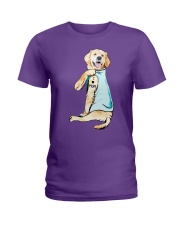 Golden retriever love mom Ladies T-Shirt tile