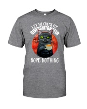 Let me check my giveshitometer Funny black cat Classic T-Shirt front