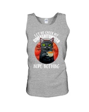 Let me check my giveshitometer Funny black cat Unisex Tank tile