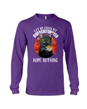 Let me check my giveshitometer Funny black cat Long Sleeve Tee tile